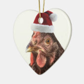 Weihnachtsmannmütze-Huhn Keramikornament (Links)