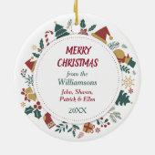 Weihnachtsmannmütze Husky Dog Weihnachtsfotos Wraa Keramik Ornament (Hinten)