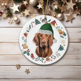 Weihnachtsmannmütze Irish Setter Holiday Images Wr Keramik Ornament