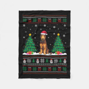 Weihnachtsmannmütze Irish Wolfhound Dog Xmas Tree Fleecedecke