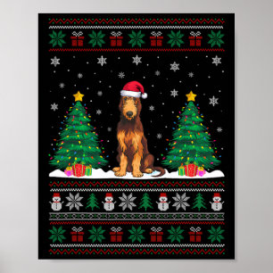 Weihnachtsmannmütze Irish Wolfhound Dog Xmas Tree  Poster