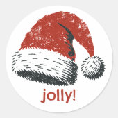 Weihnachtsmannmütze Jolly Runder Aufkleber (Vorderseite)