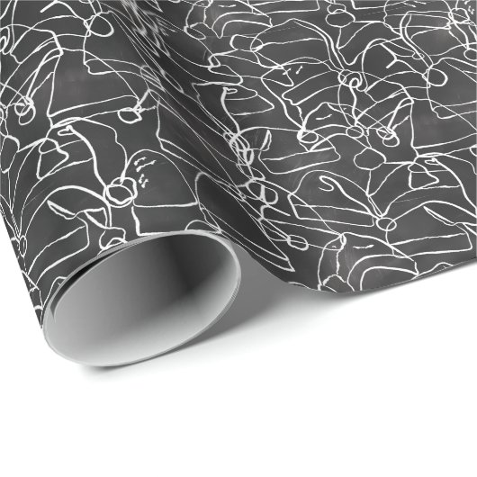 Weihnachtsmannmütze Jumble White auf Chalkboard We Geschenkpapier (Rolleneckpunkt)