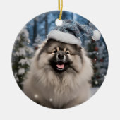Weihnachtsmannmütze Keeshond Snowflake Weihnachten Keramik Ornament (Vorne)