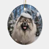 Weihnachtsmannmütze Keeshond Snowflake Weihnachten Keramik Ornament (Links)