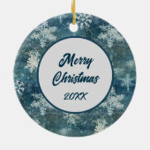 Weihnachtsmannmütze Keeshond Snowflake Weihnachten Keramik Ornament (Hinten)