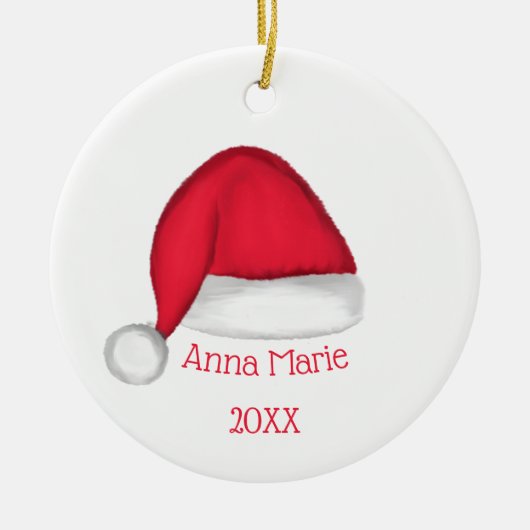 Weihnachtsmannmütze Keramik Ornament (Vorne)