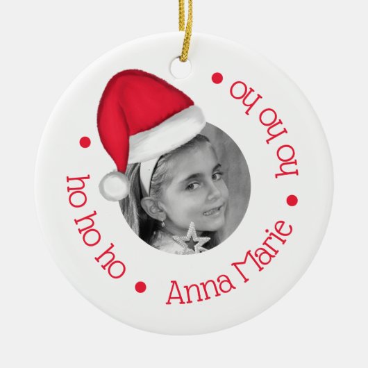 Weihnachtsmannmütze Keramik Ornament (Vorne)
