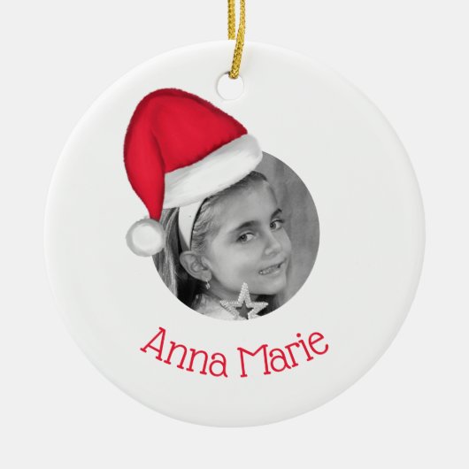 Weihnachtsmannmütze Keramik Ornament (Vorne)