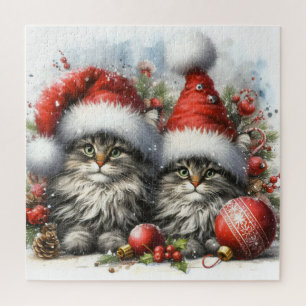 Weihnachtsmannmütze Kittens Weihnachten Puzzle