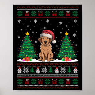Weihnachtsmannmütze Labrador Hund Weihnachtsbaum L Poster