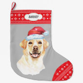 Weihnachtsmannmütze Labrador Retriever Snowflake B Großer Weihnachtsstrumpf (Vorderseite)