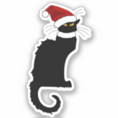 Weihnachtsmannmütze Le Chat Noir Weihnachten Aufkleber (Vorderseite)