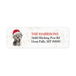 Weihnachtsmannmütze Lhasa Apso Dog Rücksendeadress