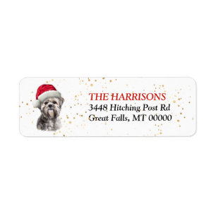 Weihnachtsmannmütze Lhasa Apso Dog Rücksendeadress