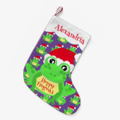 Weihnachtsmannmütze Lila Frog Cartoon Muster Name  Kleiner Weihnachtsstrumpf (Vorderansicht (hängend))