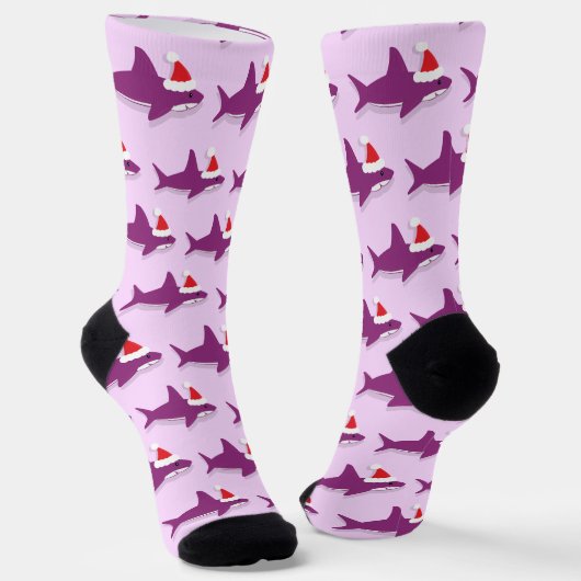 Weihnachtsmannmütze lila Haie Weihnachten Socken (Gewinkelt)