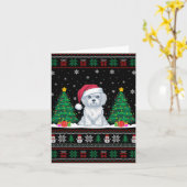 Weihnachtsmannmütze Malteser Hund Weihnachtsbaum L Karte (Gelbe Blume)
