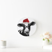 Weihnachtsmannmütze-Milchkuh Runde Wanduhr (Zuhause)