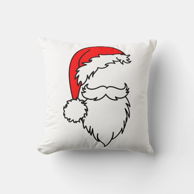 Weihnachtsmannmütze mit Bart Throw Kissen (Vorderseite)
