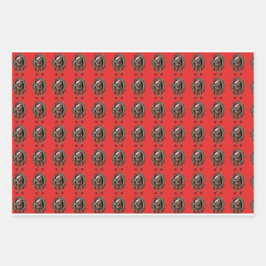 Weihnachtsmannmütze mit deutschem Hirte Geschenkpapier Set (Vorderseite 2)