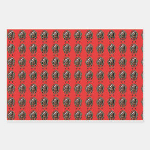 Weihnachtsmannmütze mit deutschem Hirte Geschenkpapier Set
