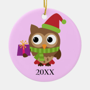 Weihnachtsmannmütze mit Geschenkschmuck Keramik Ornament