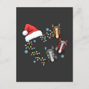 Weihnachtsmannmütze mit Pferden Reittiere Weihnach Einladungspostkarte