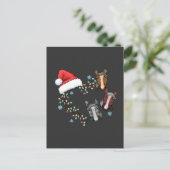 Weihnachtsmannmütze mit Pferden Reittiere Weihnach Einladungspostkarte (Stehend Vorderseite)