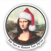 Weihnachtsmannmütze Mona Lisa Aufkleber (Vorderseite)