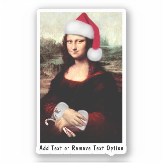 Weihnachtsmannmütze Mona Lisa Aufkleber (Vorderseite)