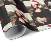 Weihnachtsmannmütze Mona Lisa Geschenkpapier (Rolleneckpunkt)