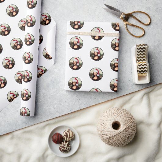 Weihnachtsmannmütze Mona Lisa Geschenkpapier (Kunsthandwerk)