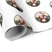 Weihnachtsmannmütze Mona Lisa Geschenkpapier (Rolleneckpunkt)