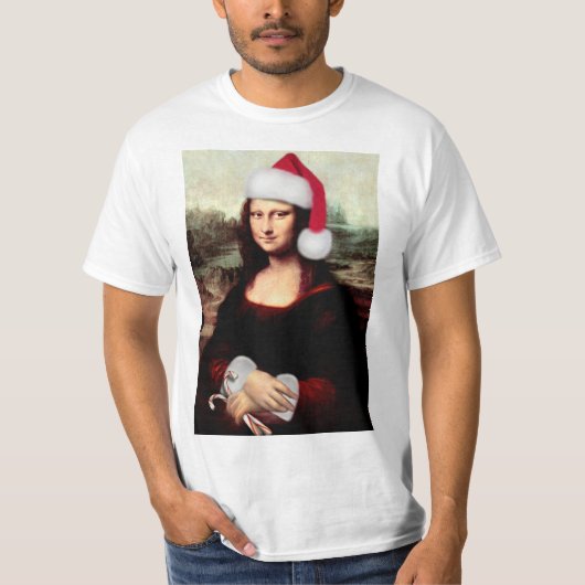 Weihnachtsmannmütze Mona Lisa T-Shirt (Vorderseite)