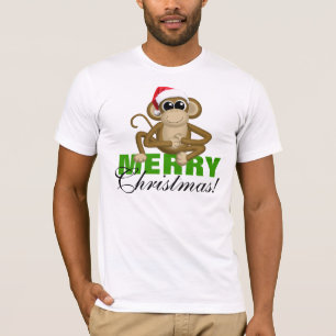 Weihnachtsmannmütze Monkey - "Frohe Weihnachten"  T-Shirt