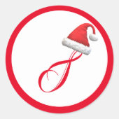Weihnachtsmannmütze Monogramm Runder Aufkleber (Vorderseite)