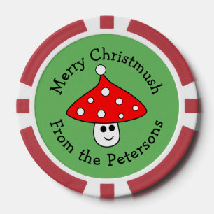 Weihnachtsmannmütze Mushroom Weihnachts Poker Chip