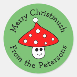 Weihnachtsmannmütze Mushroom Weihnachtskleber Runder Aufkleber
