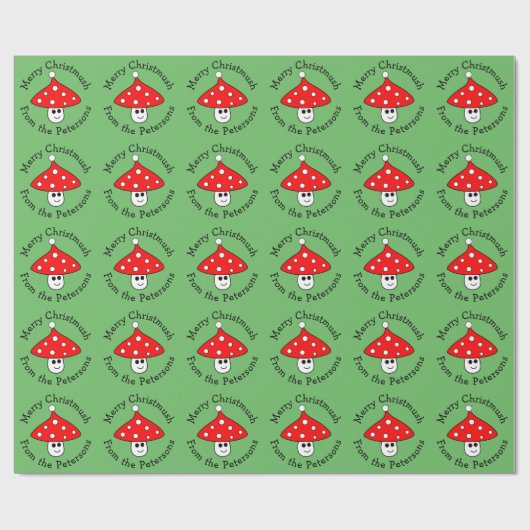 Weihnachtsmannmütze Mushroom Wrapping Paper Geschenkpapier (Flach)