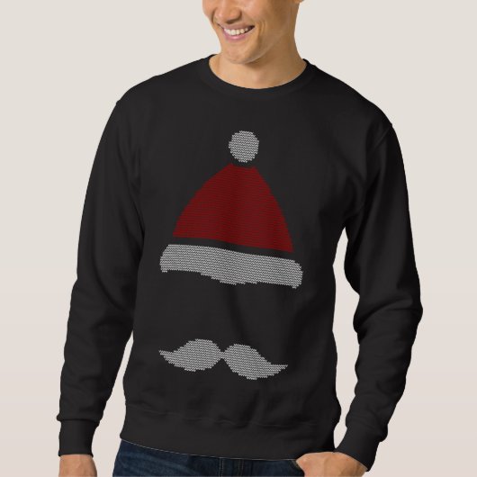 Weihnachtsmannmütze Mustache Ugly Christmas Sweatshirt (Vorderseite)