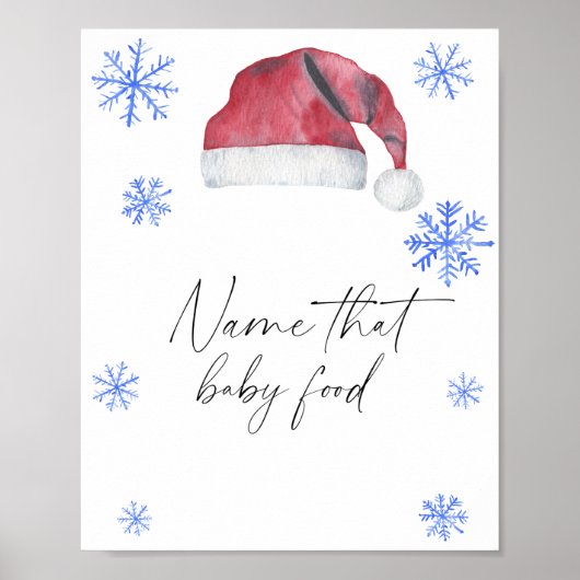 Weihnachtsmannmütze - Name des Babys für das Essen Poster (Vorne)