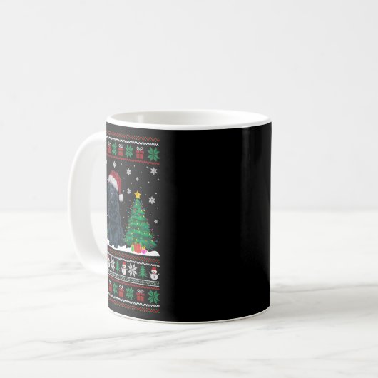Weihnachtsmannmütze Neufundland Dog Xmas Tree Ligh Kaffeetasse (Vorderseite Links)