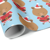 Weihnachtsmannmütze niedlicher Bär Weihnachtsfeier Geschenkpapier (Rolleneckpunkt)