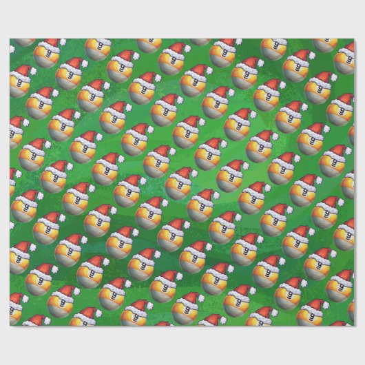 Weihnachtsmannmütze Nine Ball Pattern auf Grün Geschenkpapier (Flach)