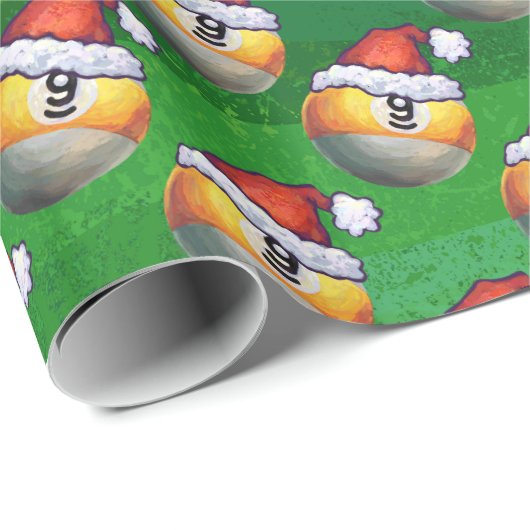 Weihnachtsmannmütze Nine Ball Pattern auf Grün Geschenkpapier (Rolleneckpunkt)