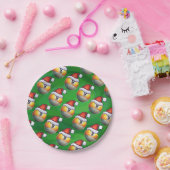 Weihnachtsmannmütze Nine Ball Pattern auf Grün Pappteller (Party)