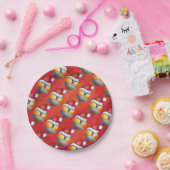 Weihnachtsmannmütze Nine Ball Pattern auf Rot Pappteller (Party)