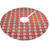 Weihnachtsmannmütze Nine Ball Pattern auf Rot Polyester Weihnachtsbaumdecke (Schrägansicht)
