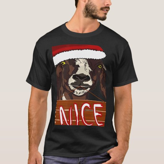 Weihnachtsmannmütze Nizza Weihnachtsziege tragen T-Shirt (Vorderseite)
